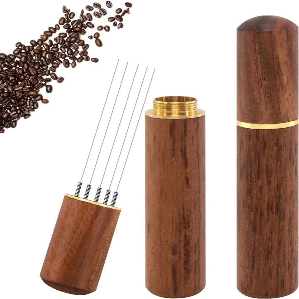 Needle Coffee Stirrer Espresso Distributor Stainless Steel Coffee Stirrer Tamper WDT Tool With Wood Handle Cafe Barista Supplies