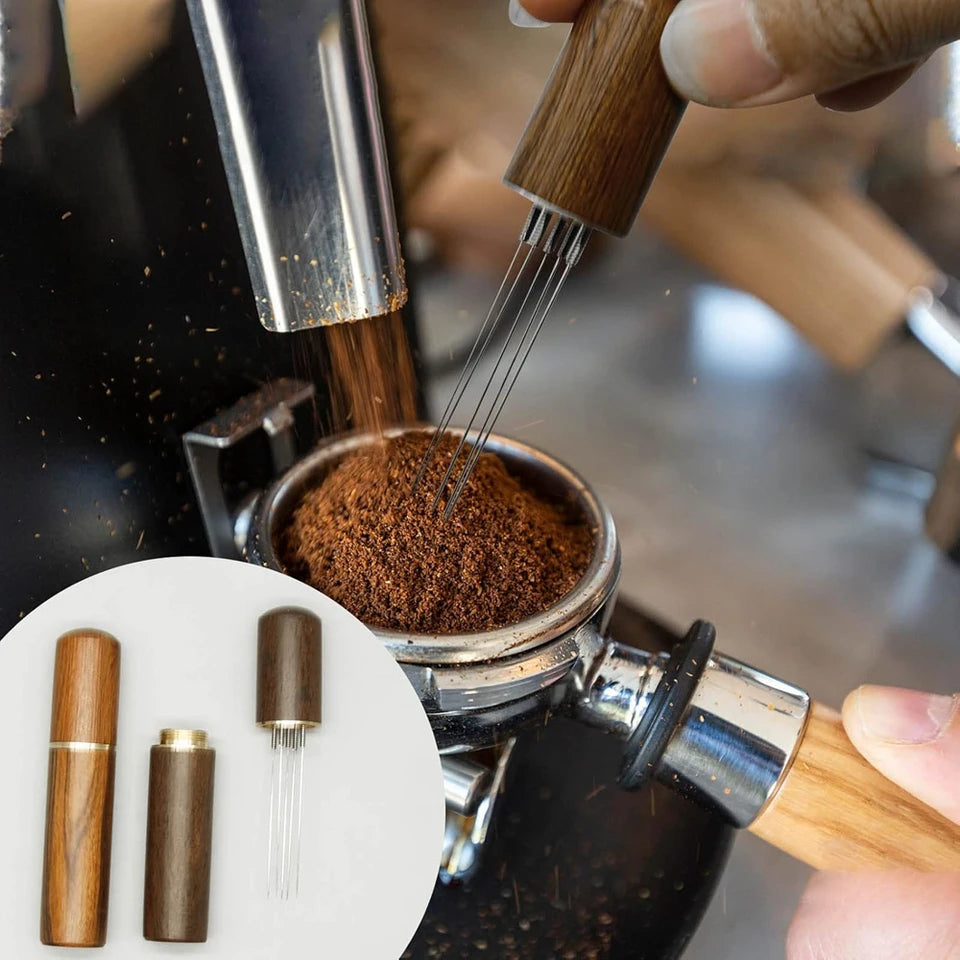 Needle Coffee Stirrer Espresso Distributor Stainless Steel Coffee Stirrer Tamper WDT Tool With Wood Handle Cafe Barista Supplies