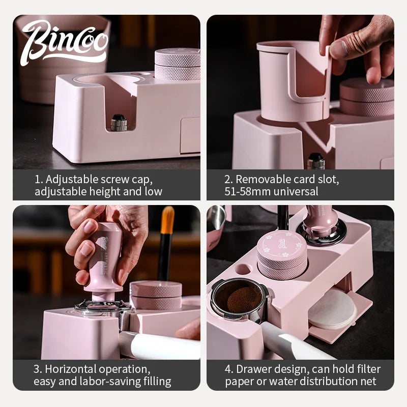 Bincoo Tamping Station 51/58mm Coffee Press Foundation Make-up Seat Leveler for Storing Concentrated Household Coffee Maker Tool