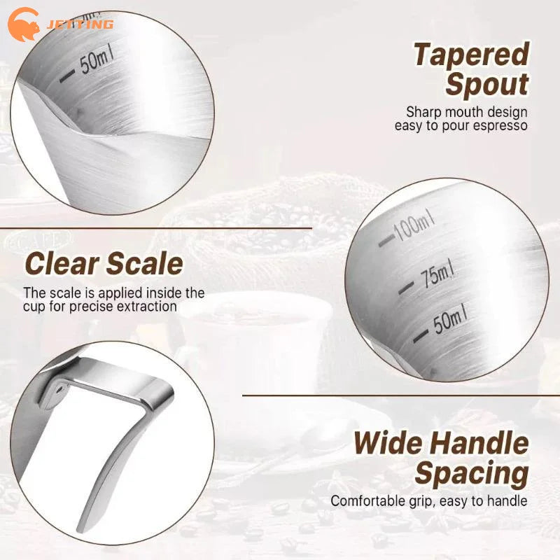 1PCS Stainless Steel Coffee Measuring Cup Kitchen Tool Scale Mark Espresso Shot Cup Coffee Machine Accessories Measure Mug