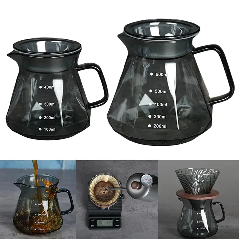 Heat Resistant Coffee Server Kettle Coffee Brewer with Handle Lid Coffee Pot