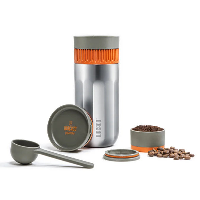 WACACO Pipamoka, All-in-one Vacuum Pressured Portable Coffee Maker, Insulated Travel Mug, Hand Powered and Pressure Brewer