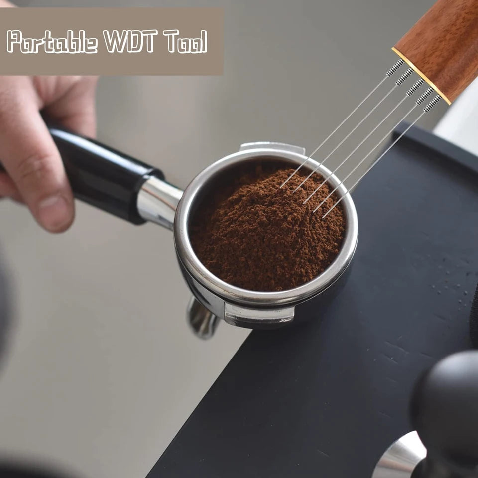 Needle Coffee Stirrer Espresso Distributor Stainless Steel Coffee Stirrer Tamper WDT Tool With Wood Handle Cafe Barista Supplies