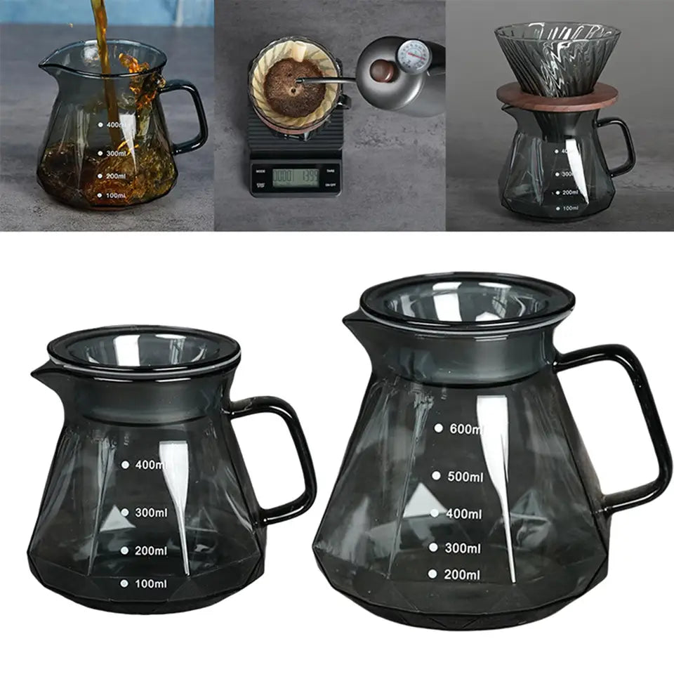 Heat Resistant Coffee Server Kettle Coffee Brewer with Handle Lid Coffee Pot